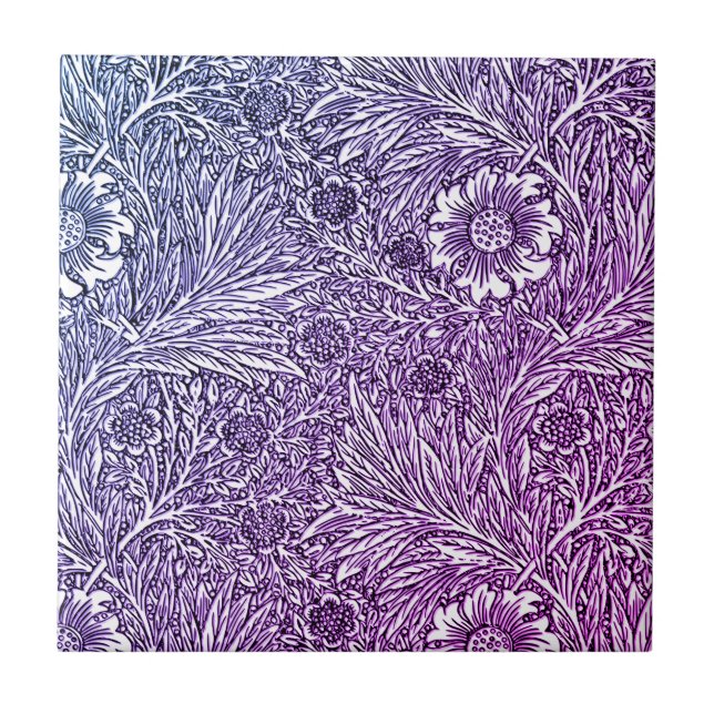 Carreau Design floral complexe dans les tons violets et bl (Devant)