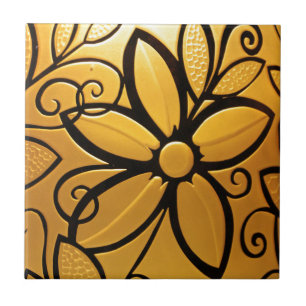 Carreau Design floral jaune doré