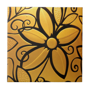 Carreau Design floral jaune doré