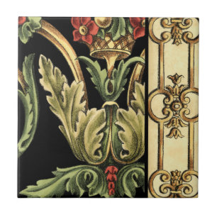 Carreau Design floral ornemental aux frontières noires
