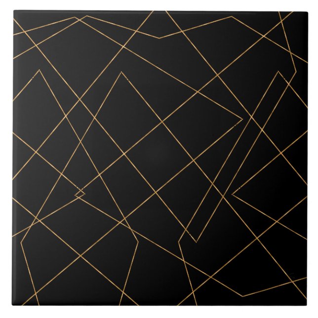 Carreau Design géométrique moderne Gold & Black (Devant)