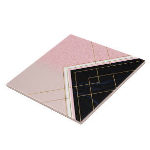 Carreau Design géométrique moderne Grilles d'or rose