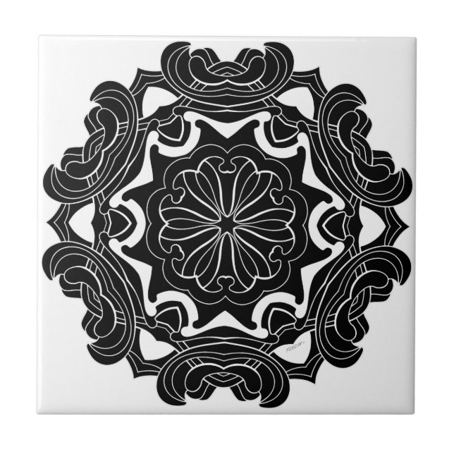 Carreau Design géométrique noir et blanc (Devant)