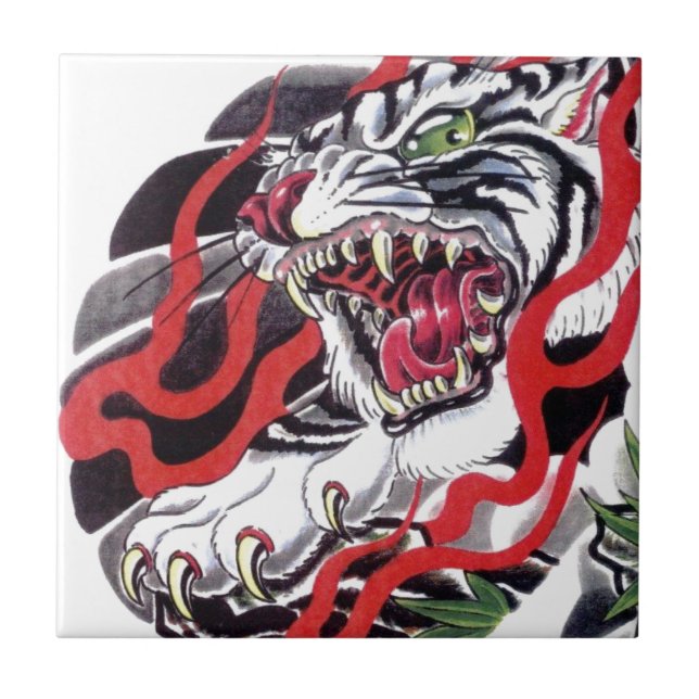 Carreau Design japonais de tatouage - Tigre blanc (Devant)
