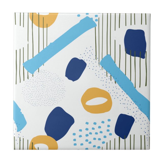 Carreau Design moderne bleu jaune Abstrait géométrique Ret (Devant)