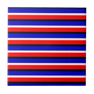 Carreau Design Motif Red Blue Stripes