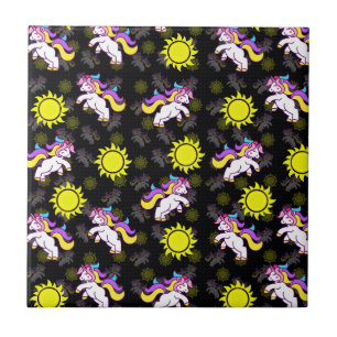 Carreau Design Motif Unicorne Noire