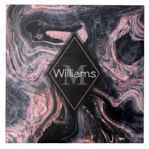 Carreau Design rose élégant en or abstrait marbré