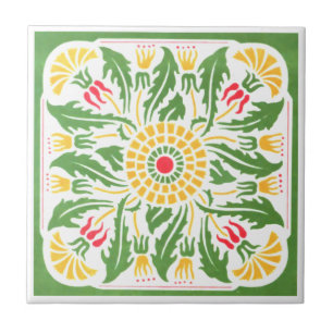 Carreau Design vintage Art Nouveau Fleurs de chardon