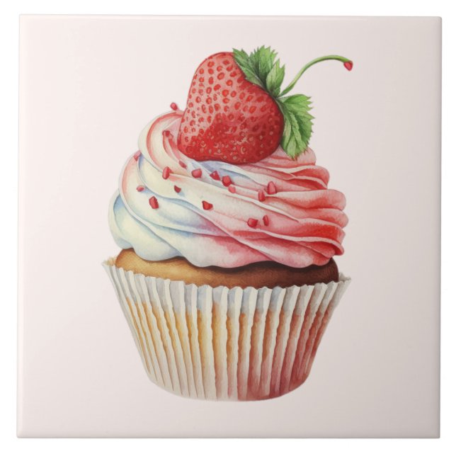 Carreau Dessert sucré à la fraise Cupcake (Devant)