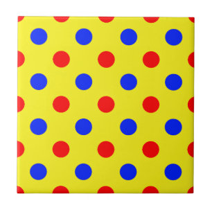 Carreau Dessin à pois jaunes rouges et bleus