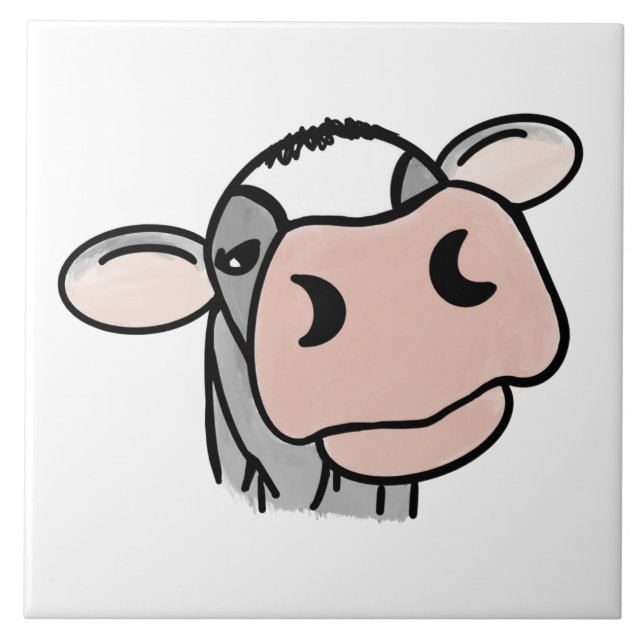 Carreau dessin animé vache noir blanc rose baiser gris ani (Devant)