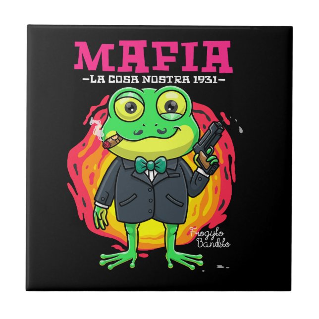 Carreau dessin de grenouille mafia illustration avec t-shi (Devant)