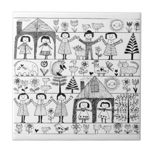 Carreau Dessin de l'art populaire de l'enfant des enfants