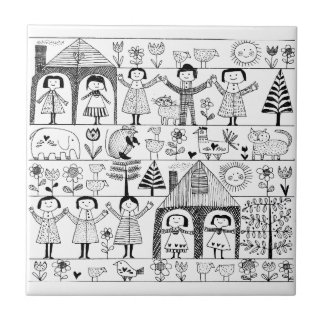 Carreau Dessin de l'art populaire de l'enfant des enfants