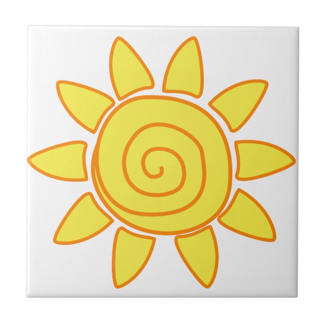 Carreau Dessin de soleil mignon dessiné à la main Illustra (Devant)