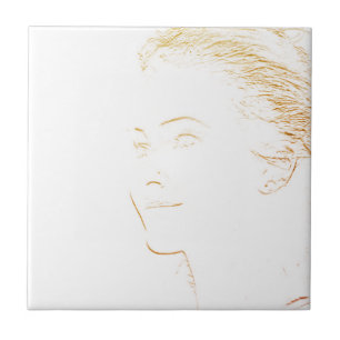 Carreau Dessin minimaliste au crayon Visage de jeune femme