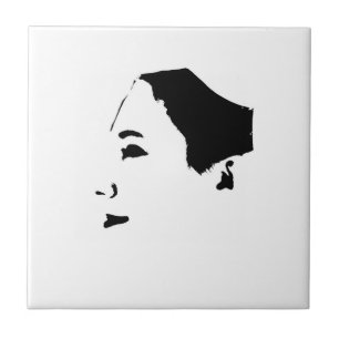 Carreau Dessin minimaliste visage de femme dame fille