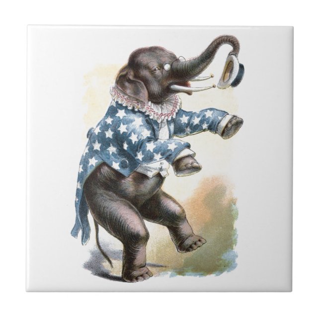 Carreau Dessin vintage : Éléphant de cirque (Devant)