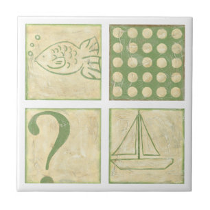 Carreau Dessins de bois de graveur de conte de poissons