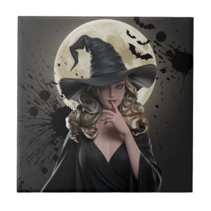 Carreau Dessous de verre d'Halloween sorcière gothique