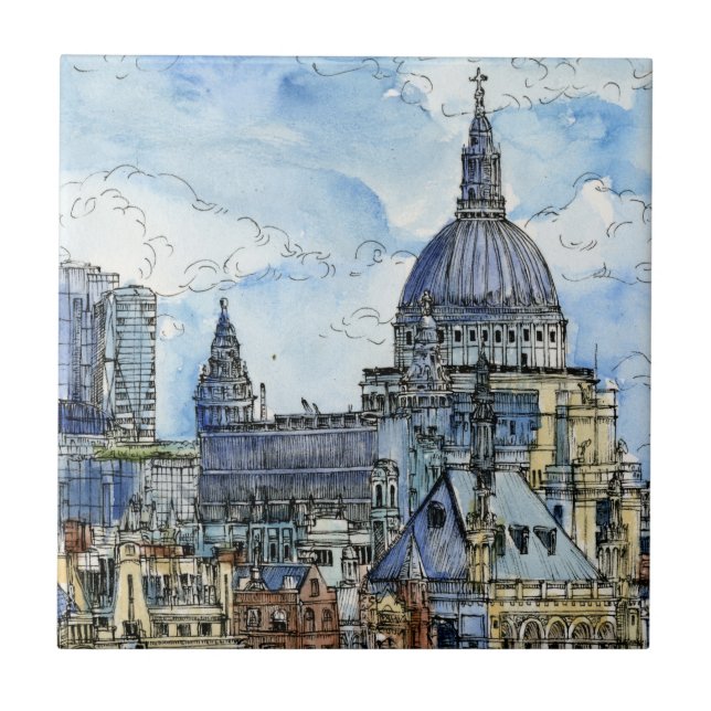 Carreau Destinations | Watercolor River Thames Waterfront (Devant)