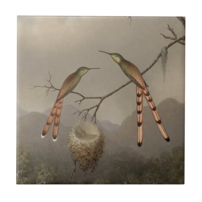 Carreau Deux colibris avec leurs jeunes (Devant)