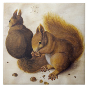 Carreau Deux écureuils rouges (par Albrecht Dürer)