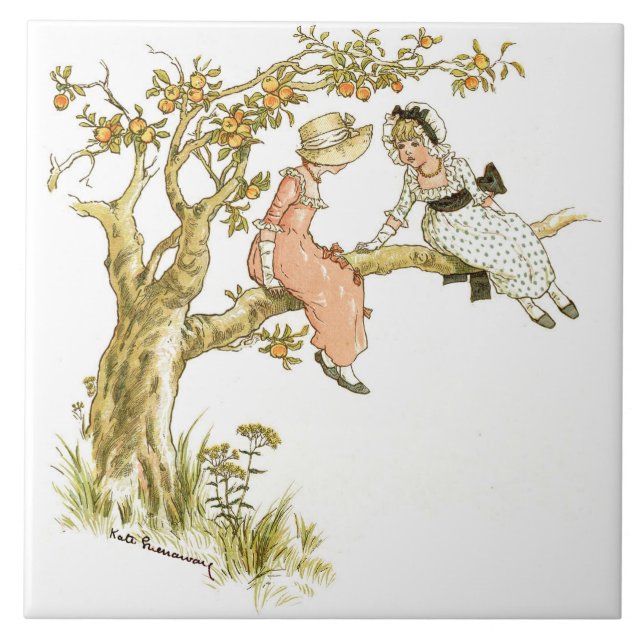 Carreau Deux filles dans un arbre Kate Greenaway (Devant)