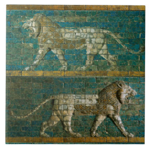 Carreau DEUX LIONS BABYLONIENS Art antique assyrien
