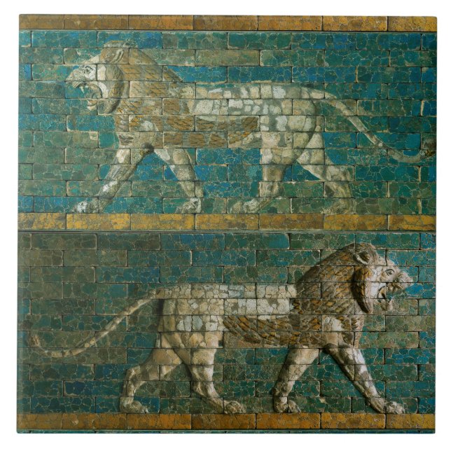 Carreau DEUX LIONS BABYLONIENS Art antique assyrien (Devant)