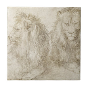 Carreau Deux lions posés par Albrecht Durer