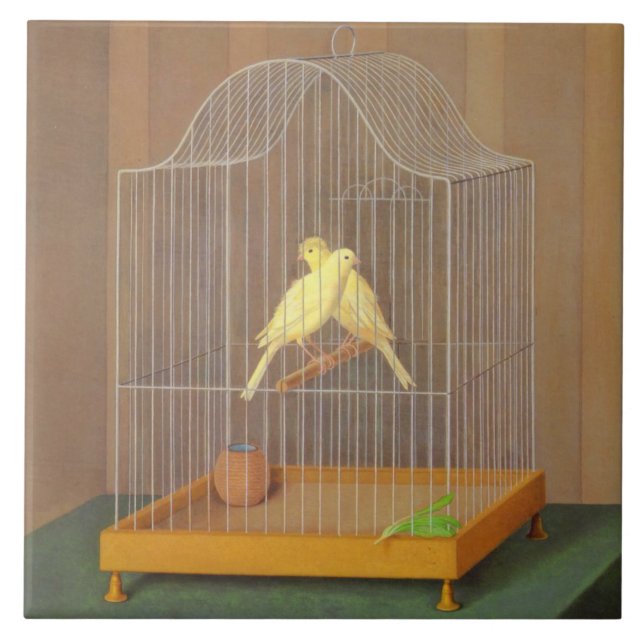 Carreau Deux oiseaux des Canaries dans une cage (par Anton (Devant)
