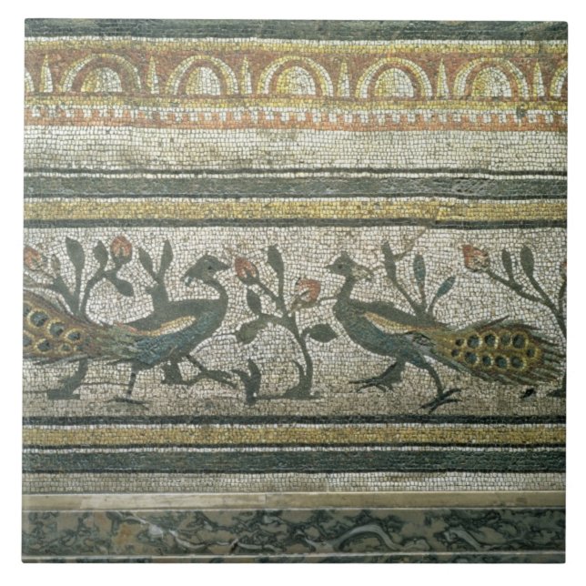 Carreau Deux paons, détail décoratif de frontière d'un (Devant)