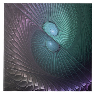 Carreau Deux spirales colorées Art fractal abstrait modern