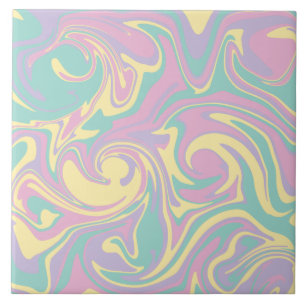 Carreau Déversement - rose pastel, jaune, violet et vert