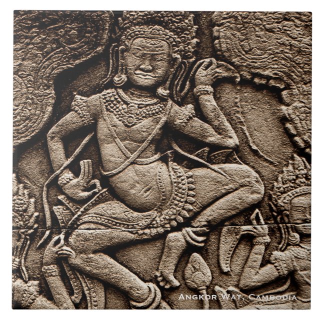 Carreau Devine Angkor Vat, Carrelage en céramique du Cambo (Devant)