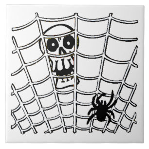 Carreau d'Halloween Araignée dans une Toile avec C