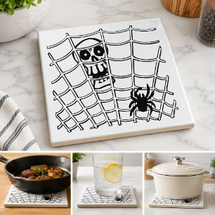 Carreau d'Halloween Araignée dans une Toile avec C