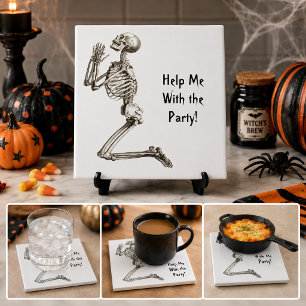 Carreau d'Halloween squelette priant