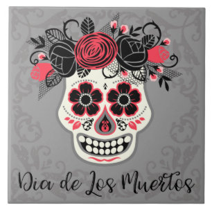 Carreau Dia de los Muertos Crâne à sucre