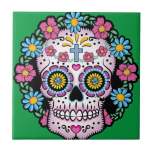Carreau Dia de los Muertos Skull