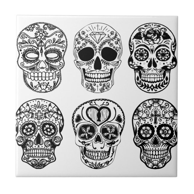Carreau Dia de los Muertos Skulls (jour des morts) (Devant)