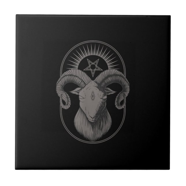 Carreau Diable Goat Pentagram Baphomet Satan Occulte Satan (Devant)