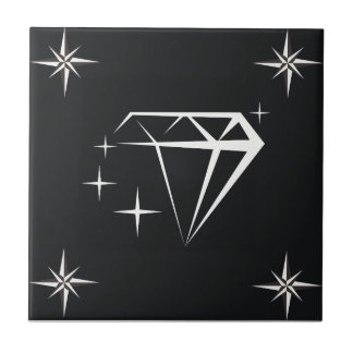 Carreau Diamant et Motif étoilé noir