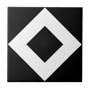 Carreau Diamant noir, bordure blanche en gras