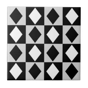 Carreau Diamant Rhombus blanc noir