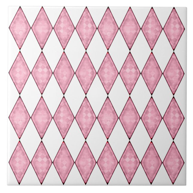 Carreau Diamants classiques de couleur rose pâle sur blanc (Devant)