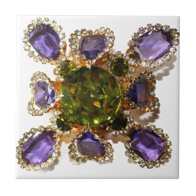 Carreau Diamants d'améthyste violet Emeralds bijoux (Devant)