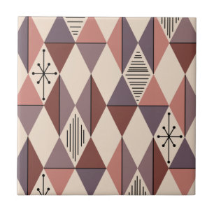 Carreau Diamants d'art de l'âge atomique Mauve Saumon rose